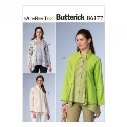6177 BUTTERICK KATHERINE TILTON LOOSE BOXY DRAPE SHIRT PATTERN 4-14; 16-26